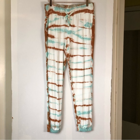 YOUNG FABULOUS & BROKE Aqua/Rust TIE DYE 2PC JOGGER LOUNGE SET | Size M - Picture 9 of 16